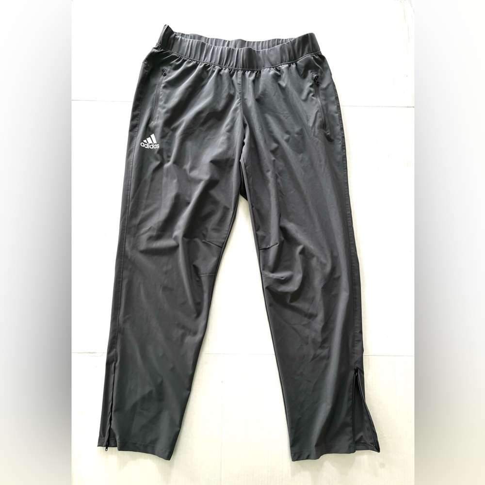 Adidas Athletic Track Pants Lightweight Zip Ankle Gray Workout Women’s Size L‎
